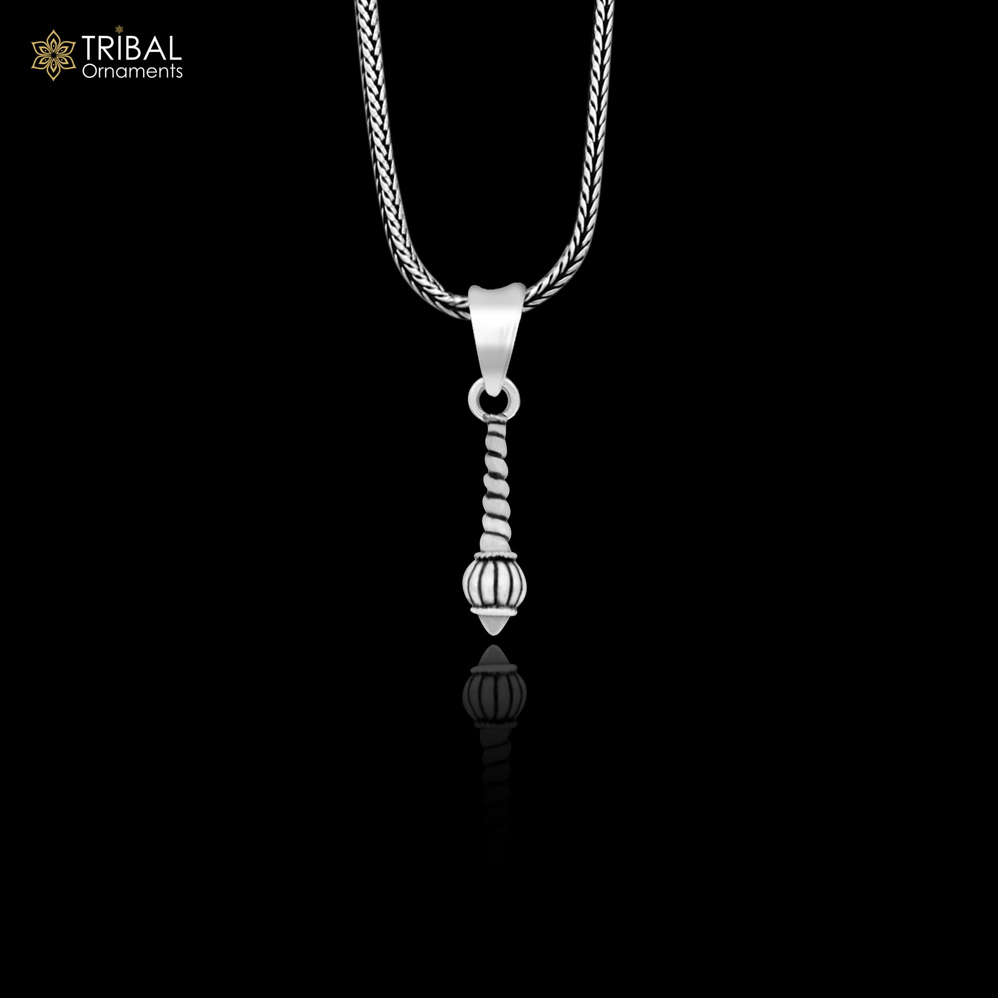 Exclusive design solid 925 sterling silver excellent unique hanuman mace bgota/gada sakha design stylish unisex gifting pendant nsp652 - TRIBAL ORNAMENTS