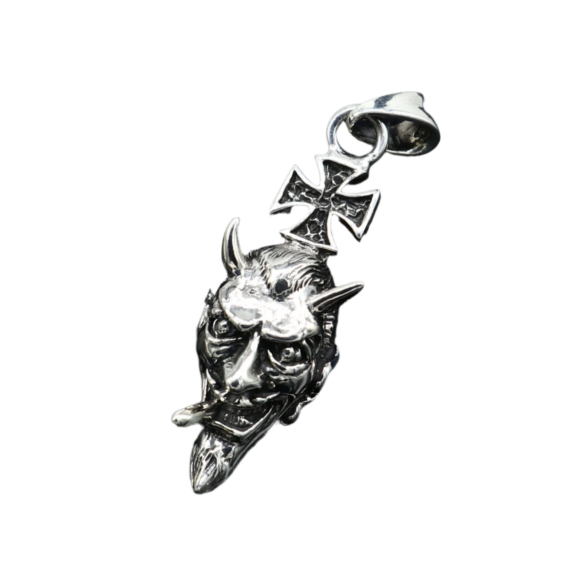 Exclusive stylish 925 sterling silver Devil cross pendant best unisex gifting hip-hop jewelry ssp1548 - TRIBAL ORNAMENTS