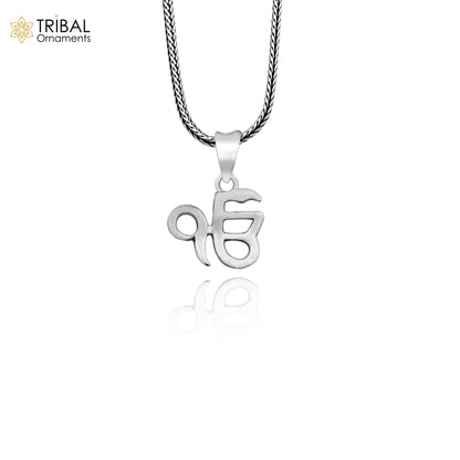 Sterling silver Ek Onkar Sikh pendant by TRIBAL ORNAMENTS, handcrafted unisex jewelry with intricate design, ideal personalized gift.