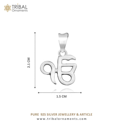 Sterling silver Ek Onkar Sikh pendant by TRIBAL ORNAMENTS, unisex personalized jewelry with intricate design and solid craftsmanship.