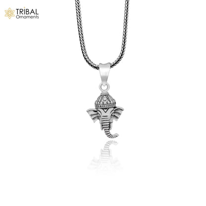 Sterling silver Lord Ganesha pendant by TRIBAL ORNAMENTS, unisex, handmade, stylish jewelry, perfect personalized gift accessory.