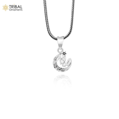 Handmade 925 sterling silver lucky number 786 pendant, unisex jewelry with unique tribal design from Tribal Ornaments.