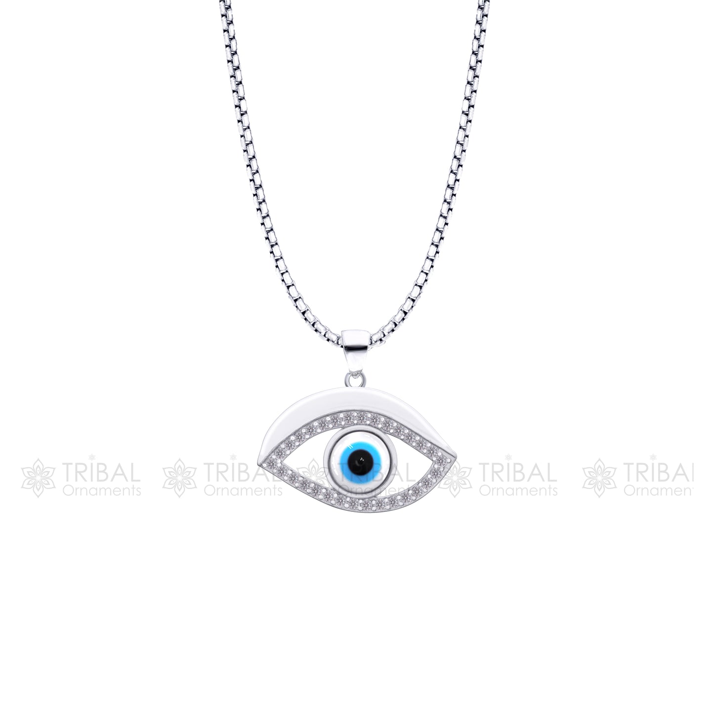 PURE 925 sterling silver evil eyes pendant with CZ stone nsp796 - TRIBAL ORNAMENTS