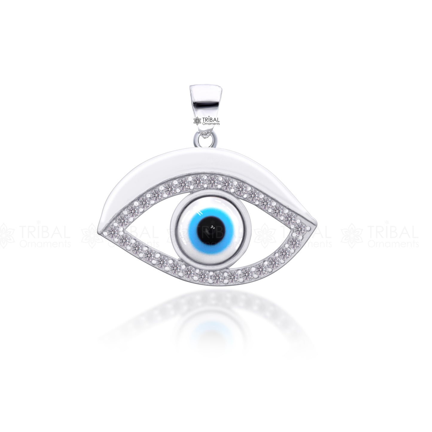 PURE 925 sterling silver evil eyes pendant with CZ stone nsp796 - TRIBAL ORNAMENTS