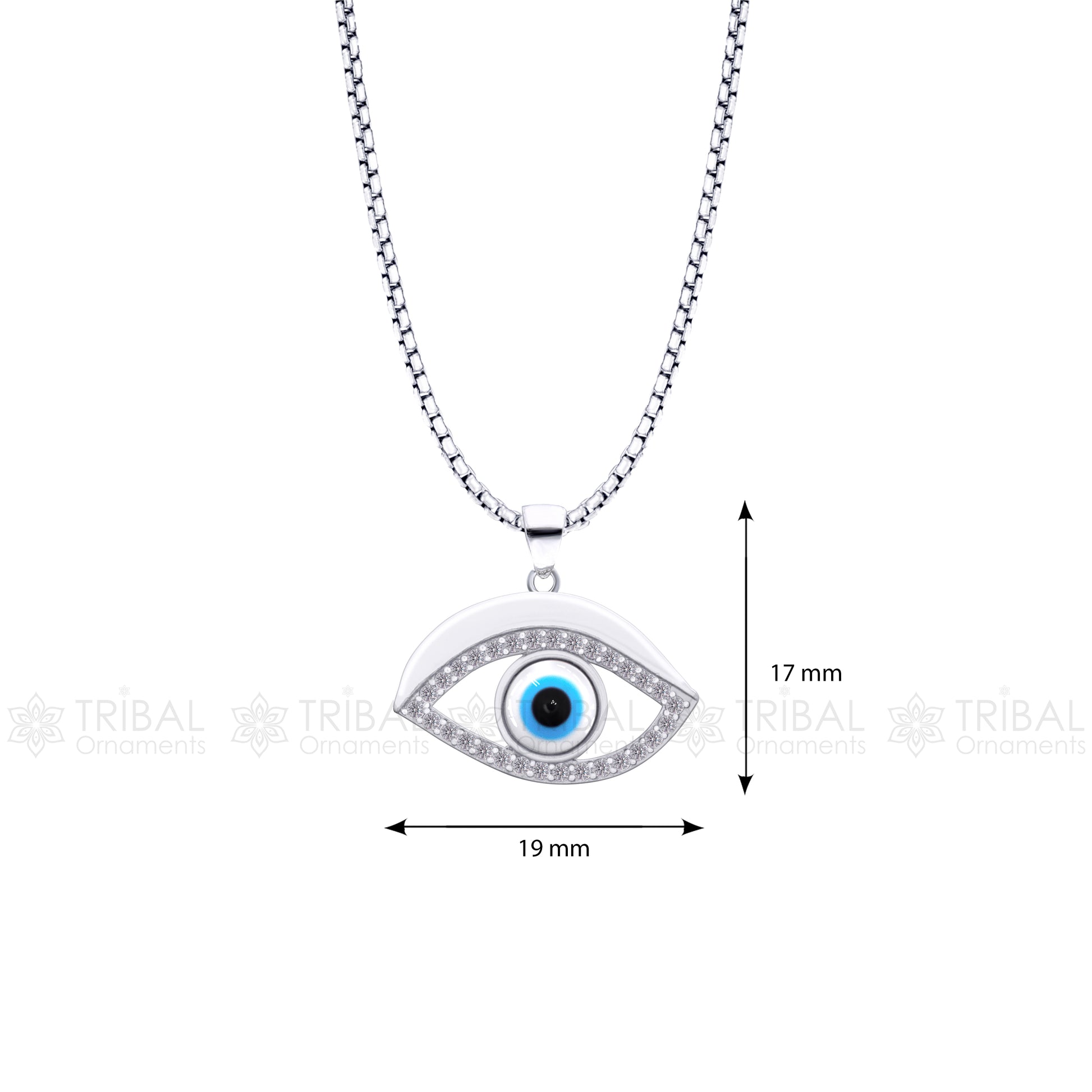 PURE 925 sterling silver evil eyes pendant with CZ stone nsp796 - TRIBAL ORNAMENTS