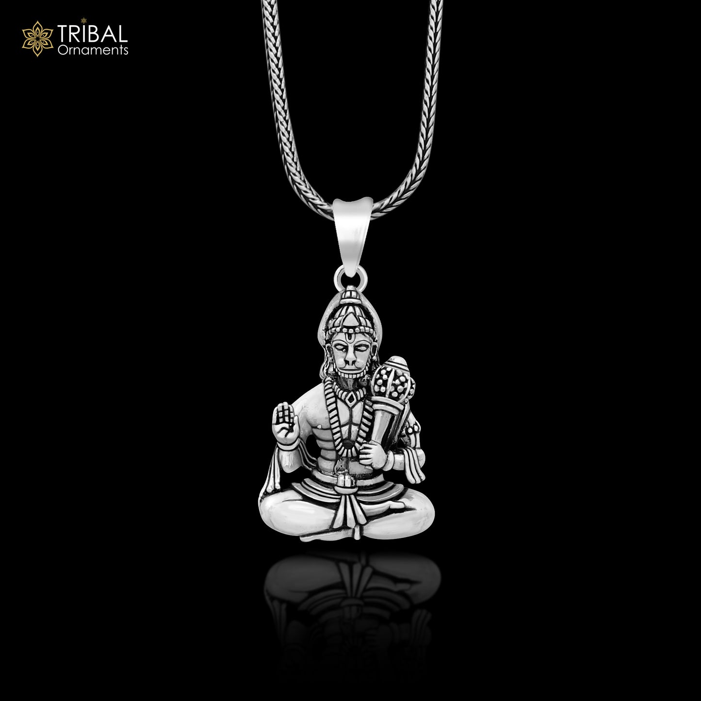 Pure 925 sterling silver handmade Hindu god Lord blessing Hanuman pendant, amazing designer Divine pendant unisex gifting jewelry nsp440 - TRIBAL ORNAMENTS