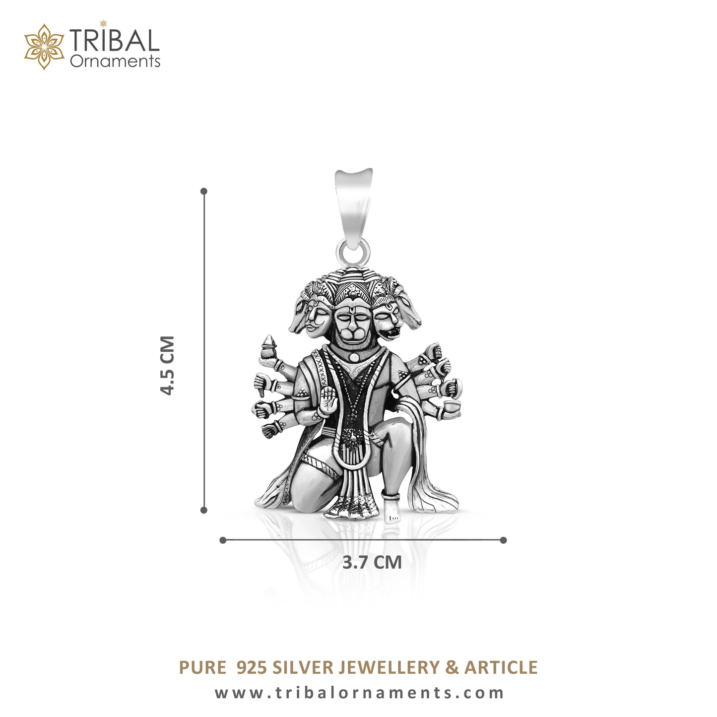 Pure 925 sterling silver handmade Hindu god Lord Panchmukhi Hanuman pendant, amazing designer fabulous pendant unisex gifting jewelry nsp449 - TRIBAL ORNAMENTS