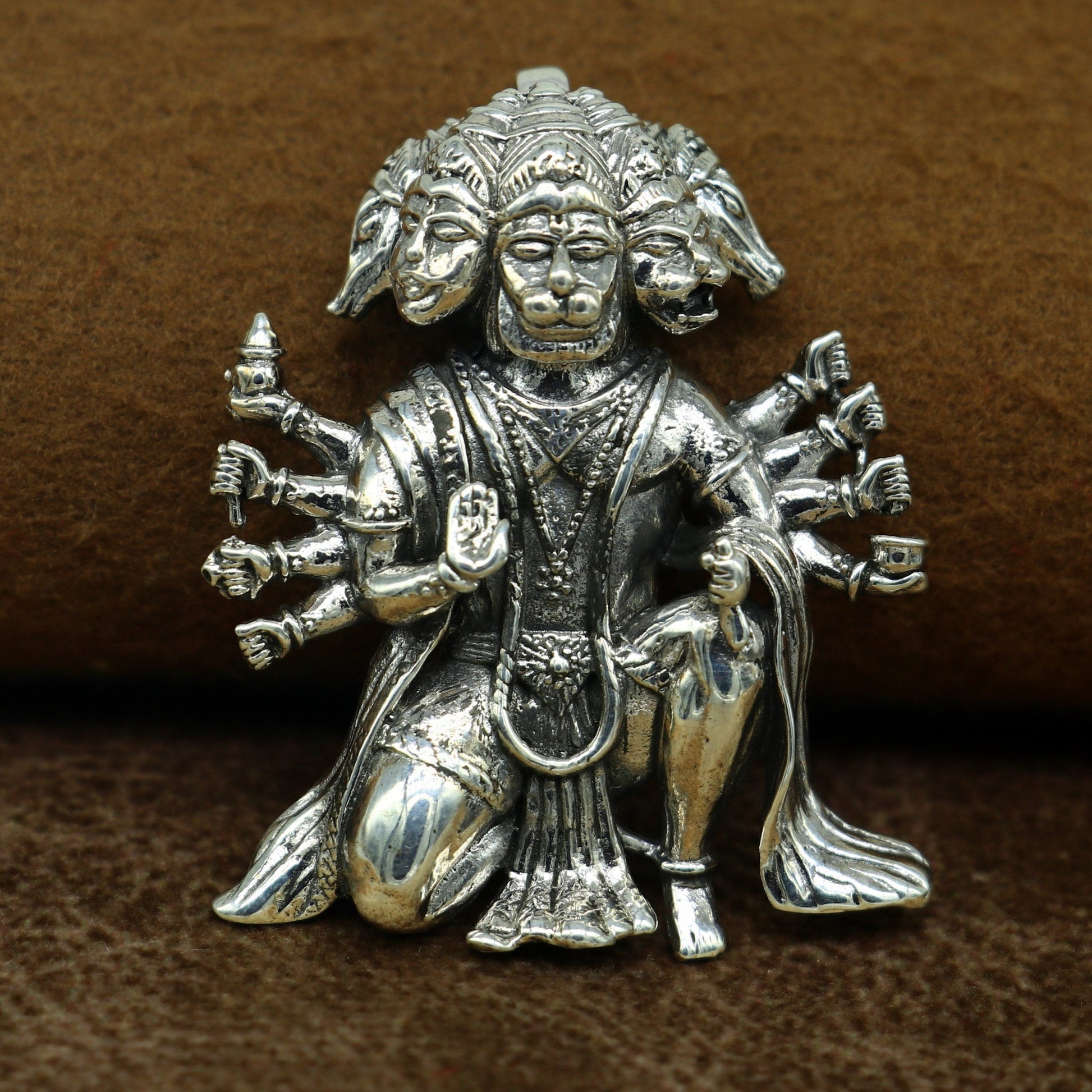 Pure 925 sterling silver handmade Hindu god Lord Panchmukhi Hanuman pendant, amazing designer fabulous pendant unisex gifting jewelry ssp486 - TRIBAL ORNAMENTS