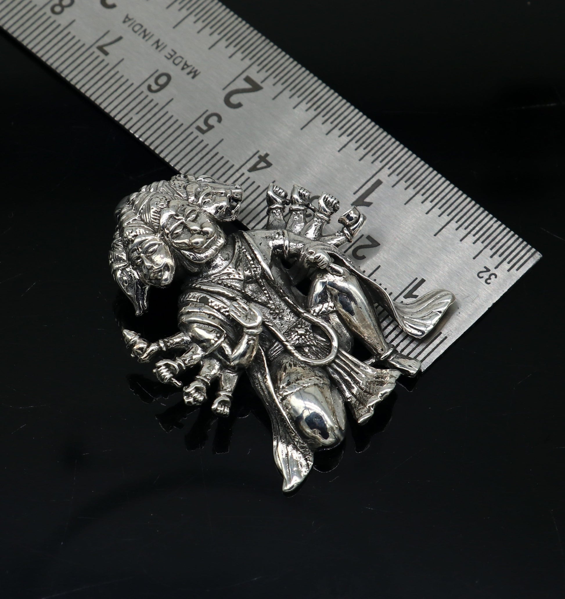 Pure 925 sterling silver handmade Hindu god Lord Panchmukhi Hanuman pendant, amazing designer fabulous pendant unisex gifting jewelry ssp486 - TRIBAL ORNAMENTS