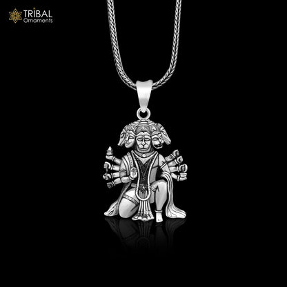Pure 925 sterling silver handmade Hindu god Lord Panchmukhi Hanuman pendant, amazing designer fabulous pendant unisex gifting jewelry ssp486 - TRIBAL ORNAMENTS