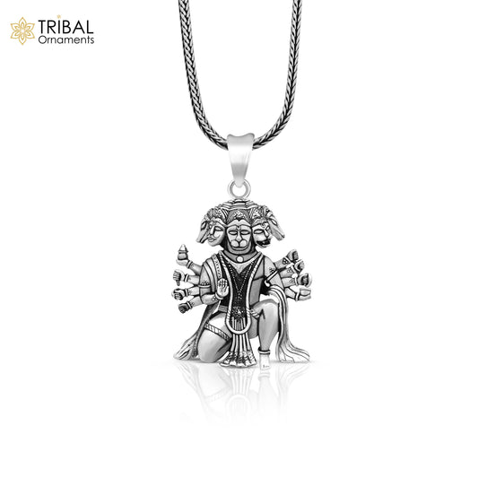 Pure 925 sterling silver handmade Hindu god Lord Panchmukhi Hanuman pendant, amazing designer fabulous pendant unisex gifting jewelry ssp486 - TRIBAL ORNAMENTS
