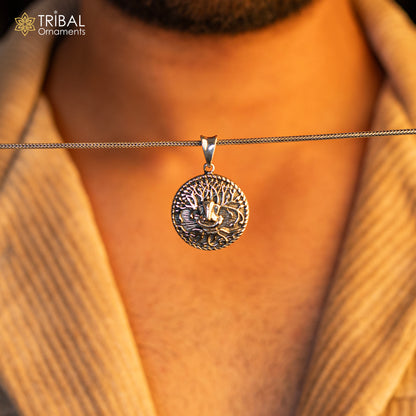 Sterling silver Lord Ganesha pendant by Tribal Ornaments, handcrafted unisex jewelry with intricate tribal design and personalized style.
