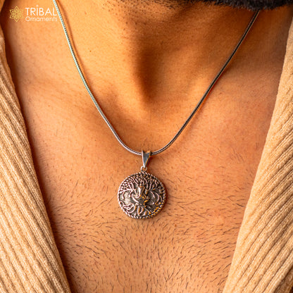 925 sterling silver Lord Ganesha pendant, handmade tribal unisex jewelry with intricate design, personalized tribal ornament.