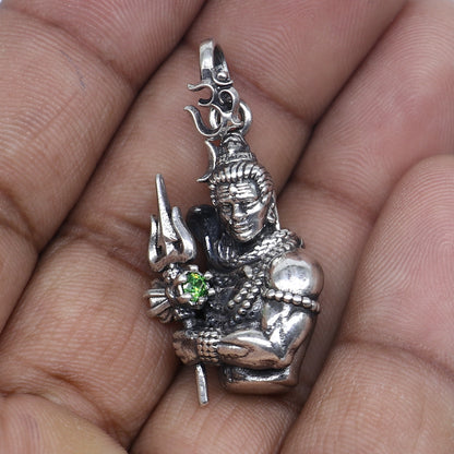 Handmade 925 Sterling silver Lord Maha Deva (Mahakal) pendant by TRIBAL ORNAMENTS, featuring intricate tribal design.