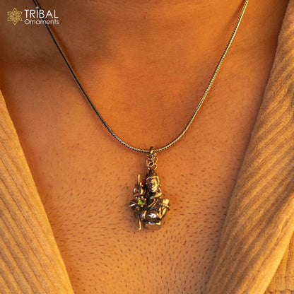 Handmade 925 sterling silver Lord Maha Deva (Mahakal) pendant with intricate tribal ornament design.