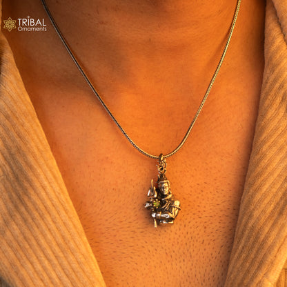 Handmade 925 Sterling silver Lord Maha Deva (Mahakal) pendant by TRIBAL ORNAMENTS featuring intricate tribal design.
