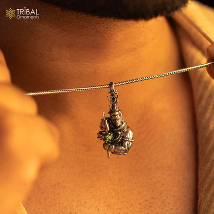 Handmade 925 Sterling silver Lord Maha Deva (Mahakal) pendant by Tribal Ornaments featuring intricate tribal design.