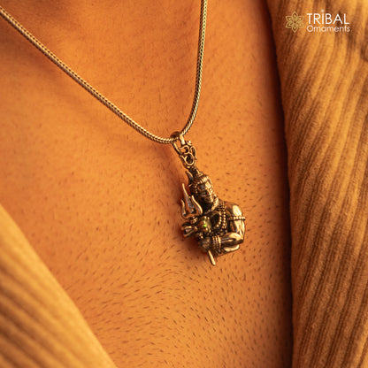 Handmade 925 Sterling silver Lord Maha Deva (Mahakal) pendant by Tribal Ornaments, featuring intricate tribal design.