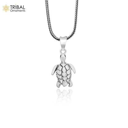 Sterling silver Tortoise pendant necklace by Tribal Ornaments, featuring a detailed wisdom and stability-inspired tortoise design.