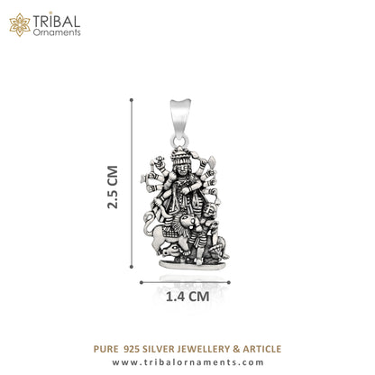 Sterling silver goddess Mahakali or Kali Maa pendant for protection, unisex jewelry, intricate tribal design by Tribal Ornaments.