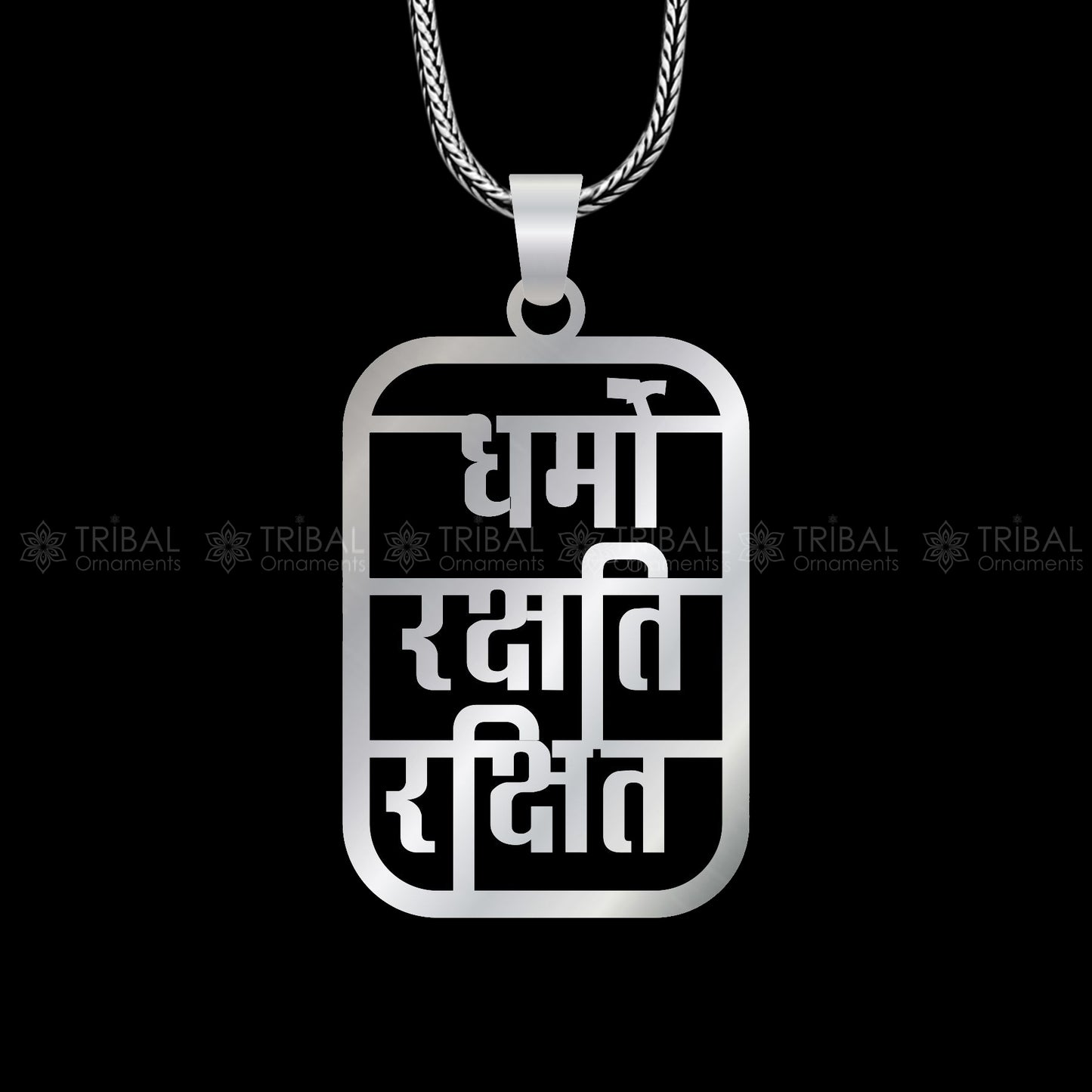 925 sterling silver handmade" Dharmo rakshathi rakshitaha " pendant nsp889 - TRIBAL ORNAMENTS