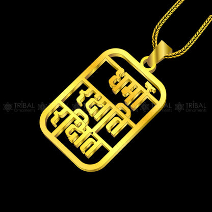 Handmade 925 sterling silver Dharmo Rakshathi pendant with intricate tribal design by TRIBAL ORNAMENTS.