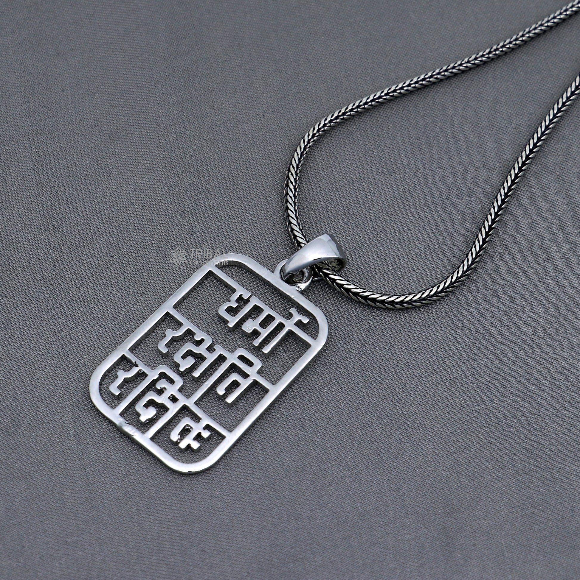 925 sterling silver handmade" Dharmo rakshathi rakshitaha " pendant nsp889 - TRIBAL ORNAMENTS