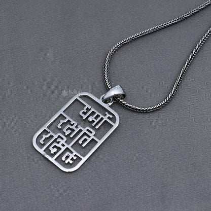 Handmade 925 sterling silver Dharmo Rakshathi Rakshitaha pendant by Tribal Ornaments, featuring intricate tribal design.