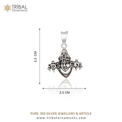 Sterling silver Lord Tirupati Balaji Venkateshwara pendant, handmade Hindu deity jewelry, unisex divine gift by Tribal Ornaments.