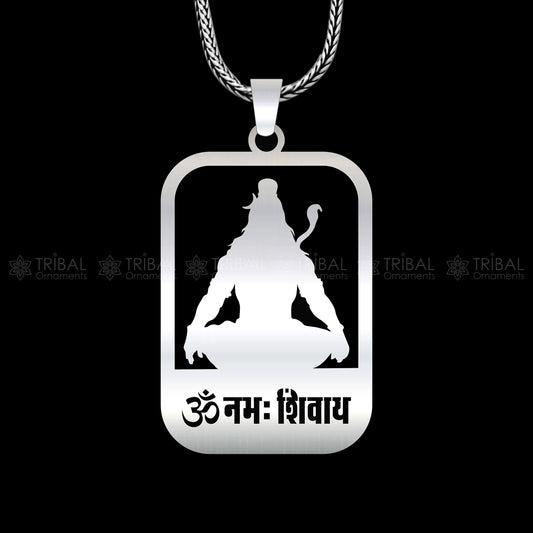 925 sterling silver handmand " Aum namah sivay " locket shiv mantra pendant nsp893 - TRIBAL ORNAMENTS