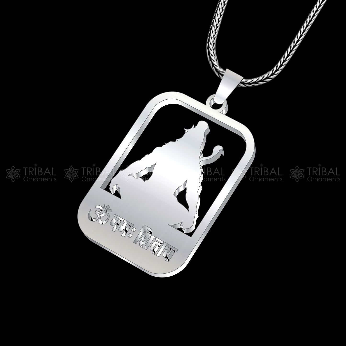 925 sterling silver handmand " Aum namah sivay " locket shiv mantra pendant nsp893 - TRIBAL ORNAMENTS