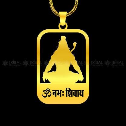 Sterling silver "Aum Namah Shivay" pendant featuring Shiv mantra design, handmade by TRIBAL ORNAMENTS.