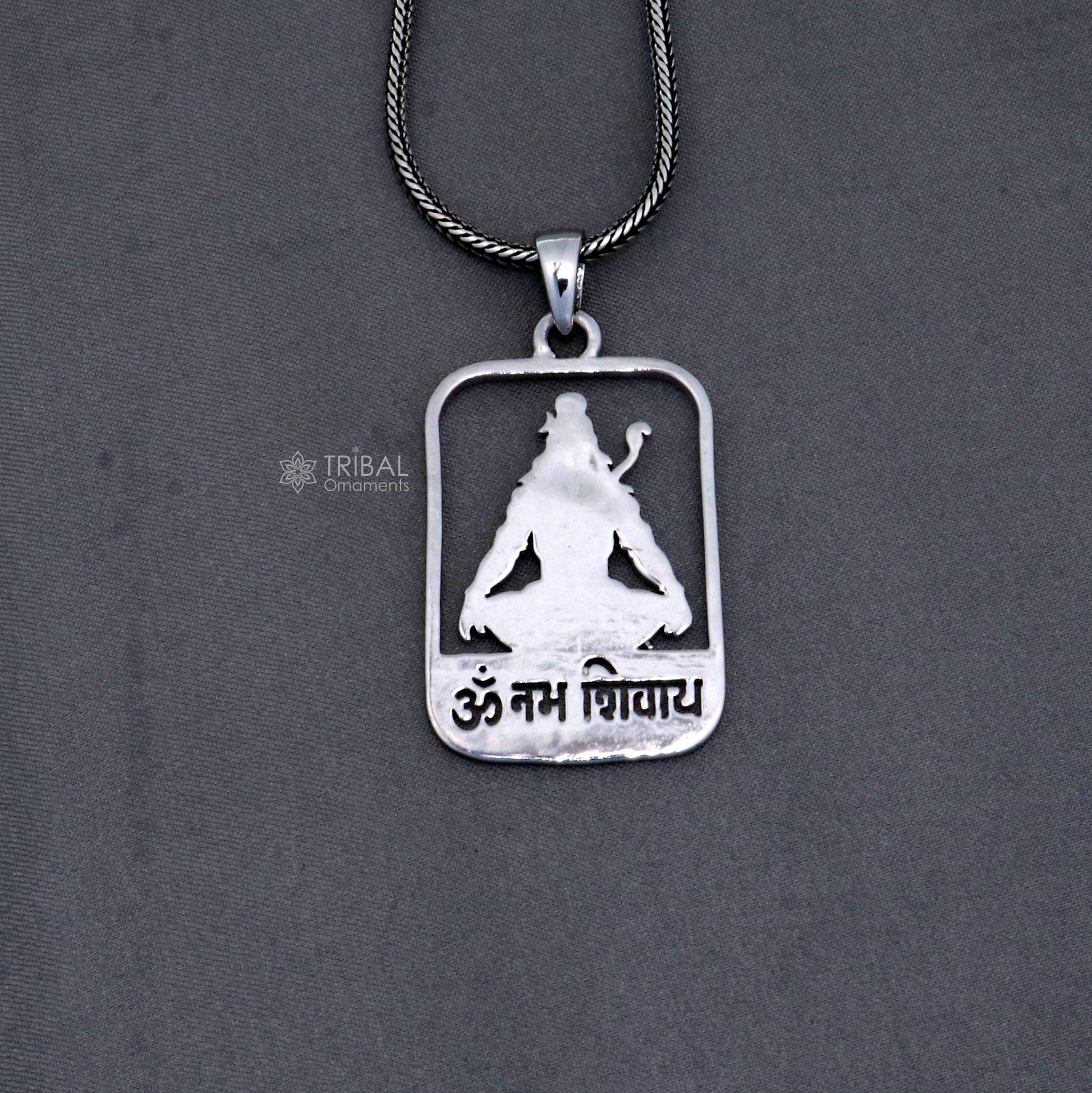 925 sterling silver handmand " Aum namah sivay " locket shiv mantra pendant nsp893 - TRIBAL ORNAMENTS