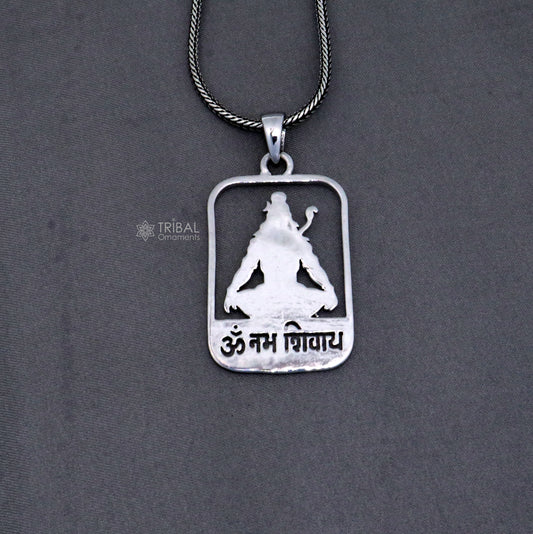 925 sterling silver handmand " Aum namah sivay " locket shiv mantra pendant nsp893 - TRIBAL ORNAMENTS