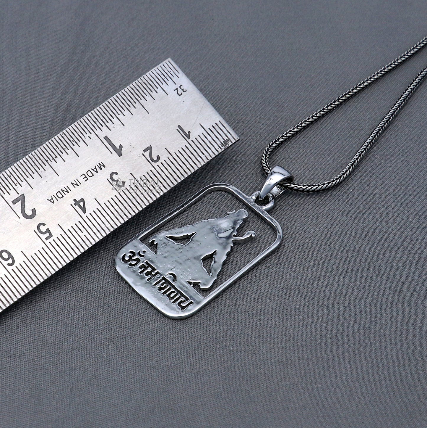 925 sterling silver handmand " Aum namah sivay " locket shiv mantra pendant nsp893 - TRIBAL ORNAMENTS