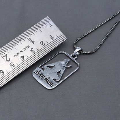 Sterling silver "Aum Namah Sivay" Shiv mantra pendant locket, handcrafted tribal ornaments silver jewelry, NSP893.
