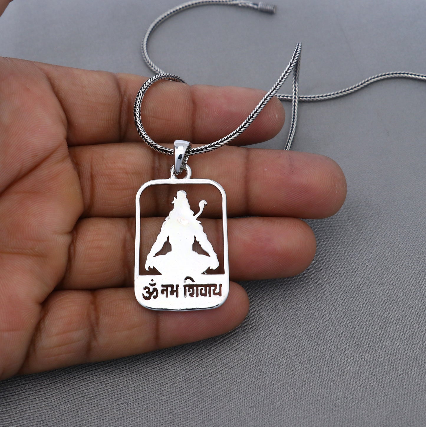 925 sterling silver handmand " Aum namah sivay " locket shiv mantra pendant nsp893 - TRIBAL ORNAMENTS