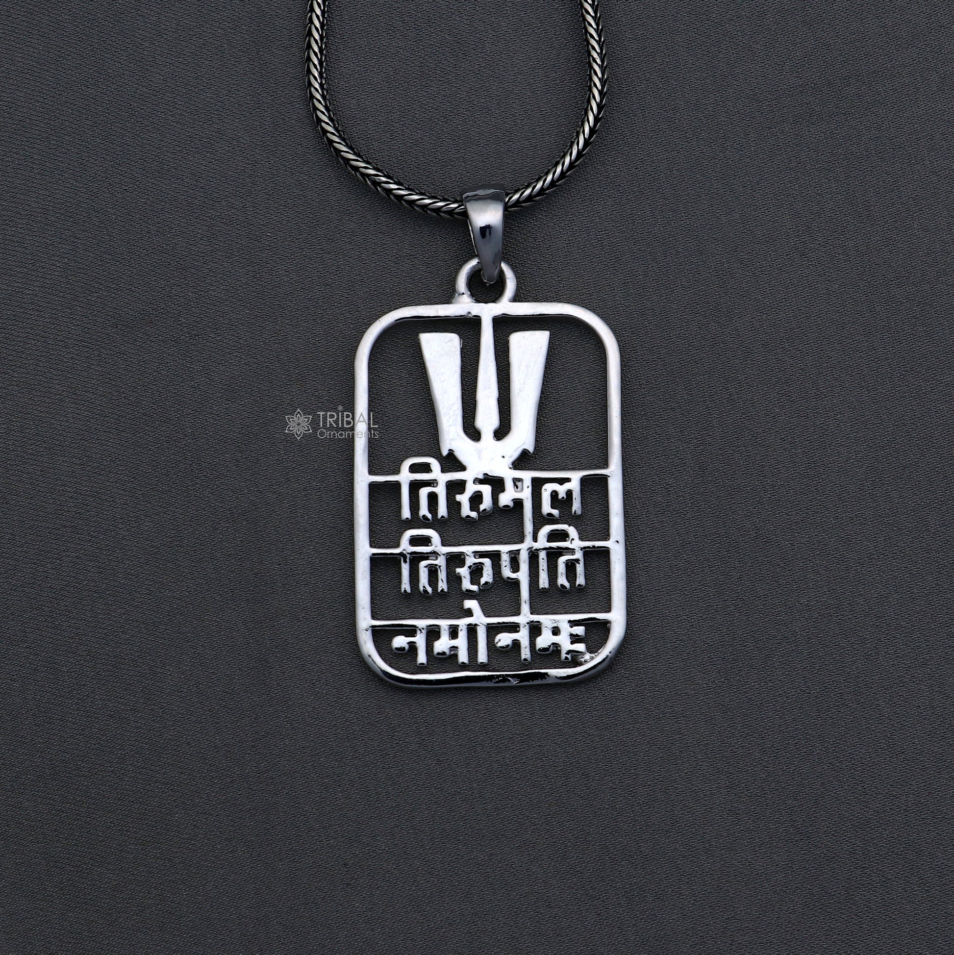925 sterling silver handmand God Tirupati venkateswara mantra " tirumal tirupati namonamah "Pendant nsp890 - TRIBAL ORNAMENTS