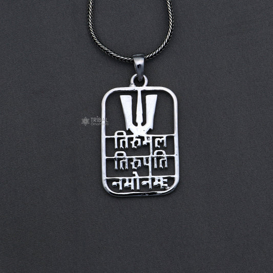 925 sterling silver handmand God Tirupati venkateswara mantra " tirumal tirupati namonamah "Pendant nsp890 - TRIBAL ORNAMENTS