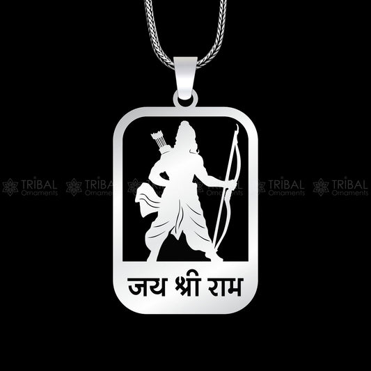 925 sterling silver handmand "Jai shree ram"  ram mantra pendant nsp891 - TRIBAL ORNAMENTS