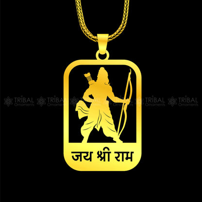 Sterling silver "Jai Shree Ram" Ram mantra pendant by TRIBAL ORNAMENTS, featuring intricate hand-crafted design.