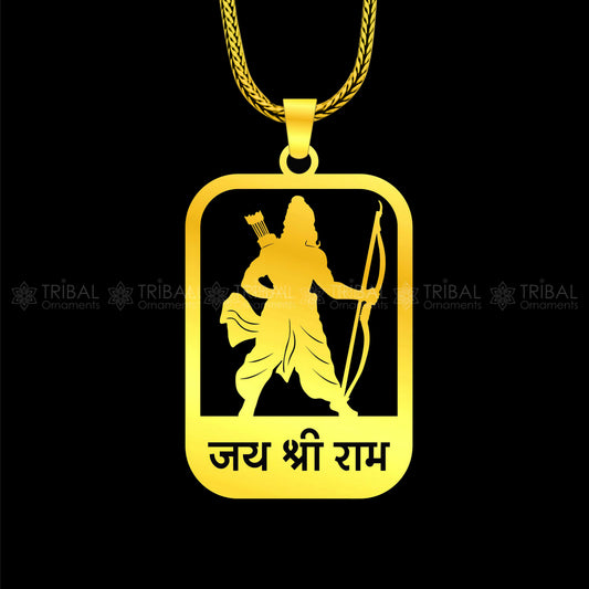 Sterling silver "Jai Shree Ram" Ram mantra pendant by TRIBAL ORNAMENTS, featuring intricate hand-crafted design.
