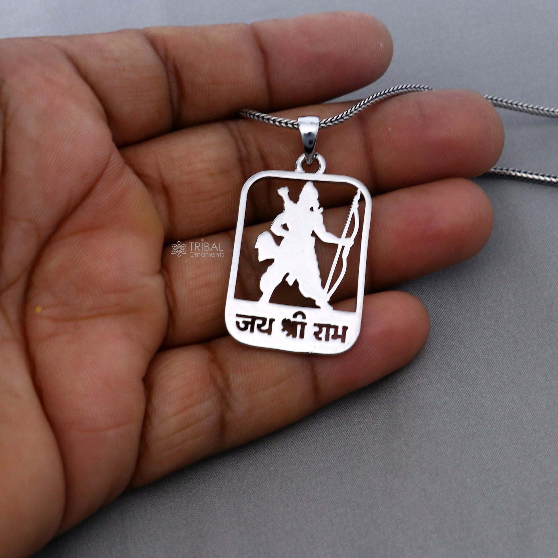 925 sterling silver handmand "Jai shree ram"  ram mantra pendant nsp891 - TRIBAL ORNAMENTS
