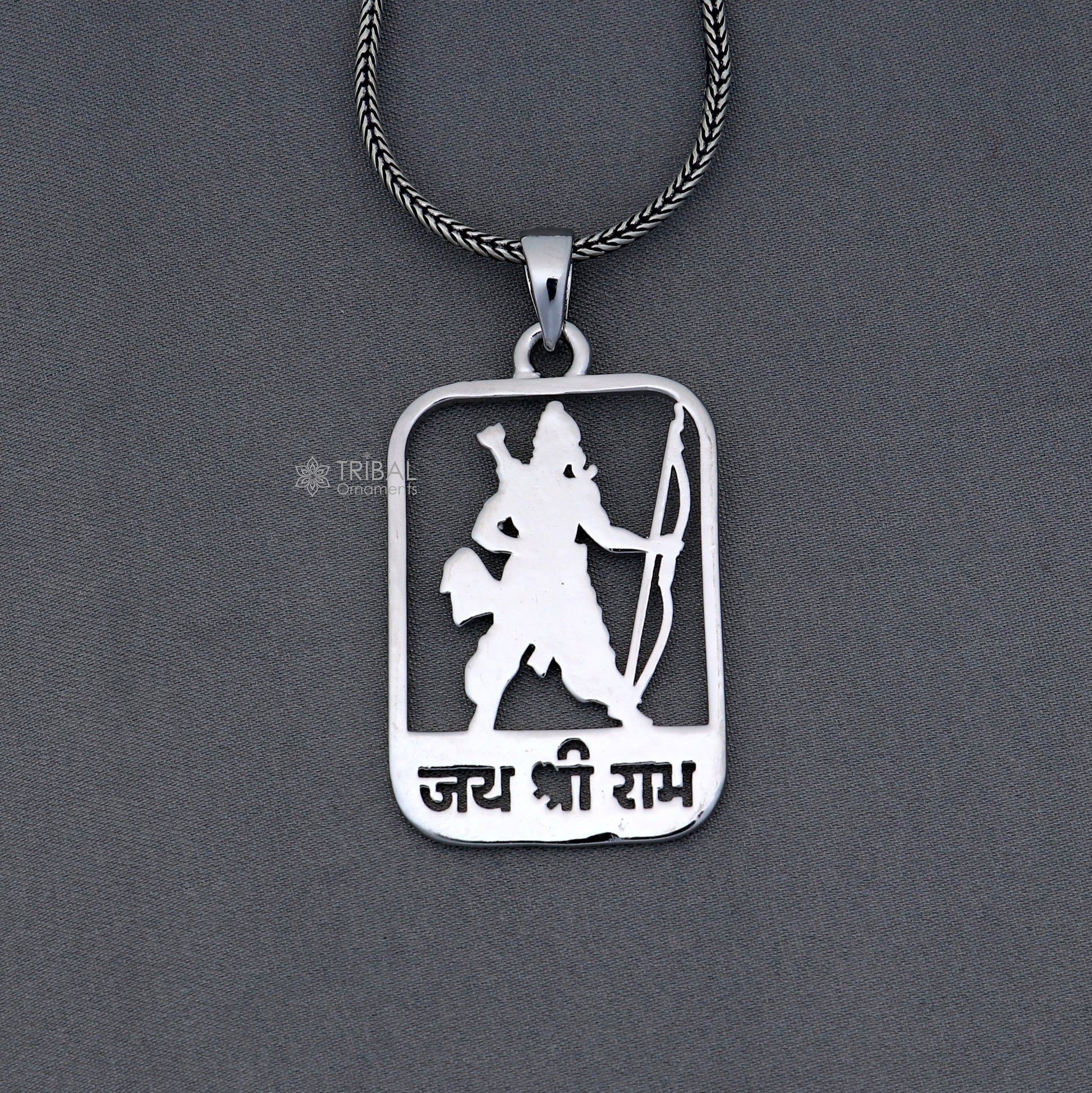 925 sterling silver handmand "Jai shree ram"  ram mantra pendant nsp891 - TRIBAL ORNAMENTS