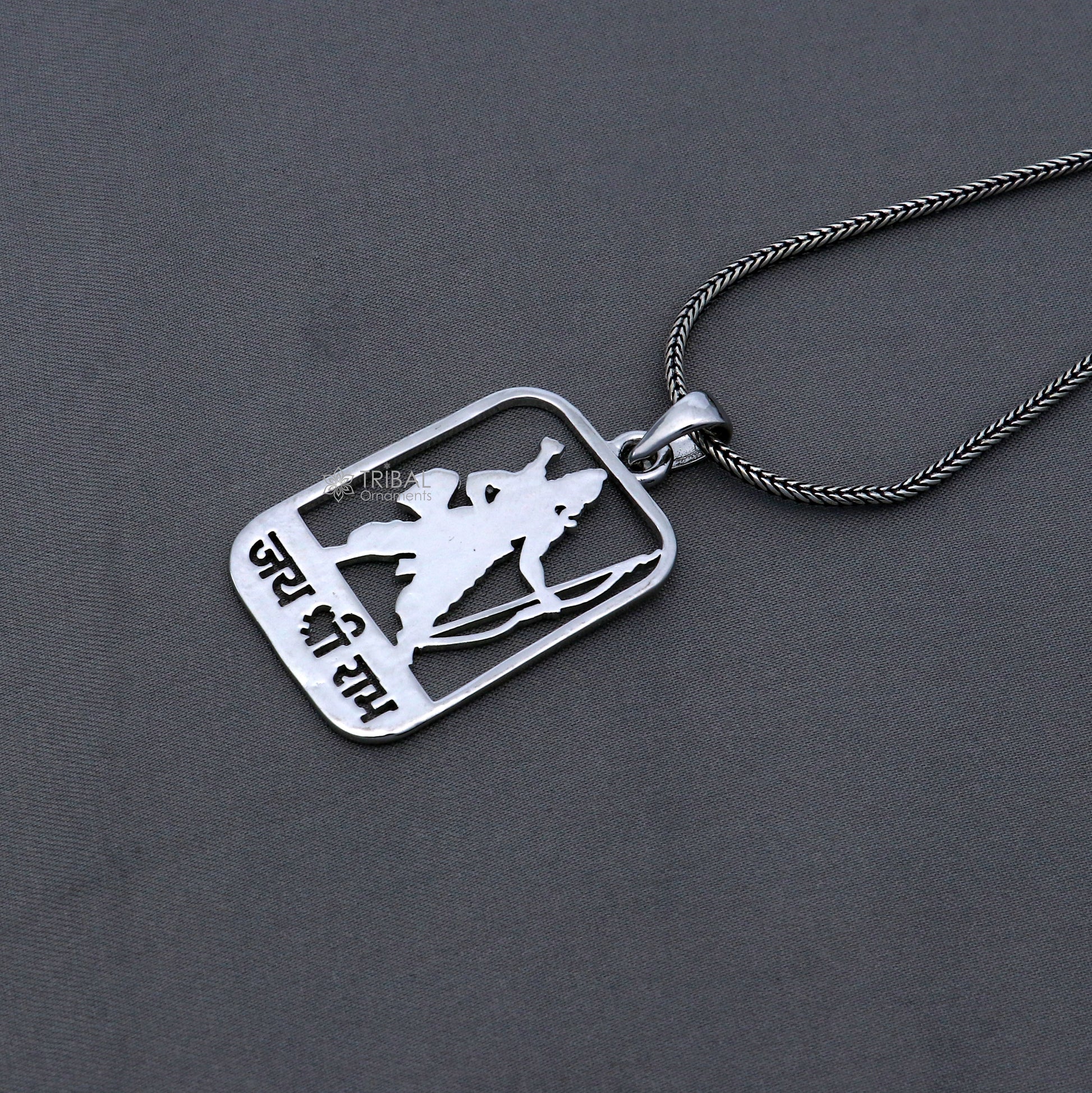 925 sterling silver handmand "Jai shree ram"  ram mantra pendant nsp891 - TRIBAL ORNAMENTS