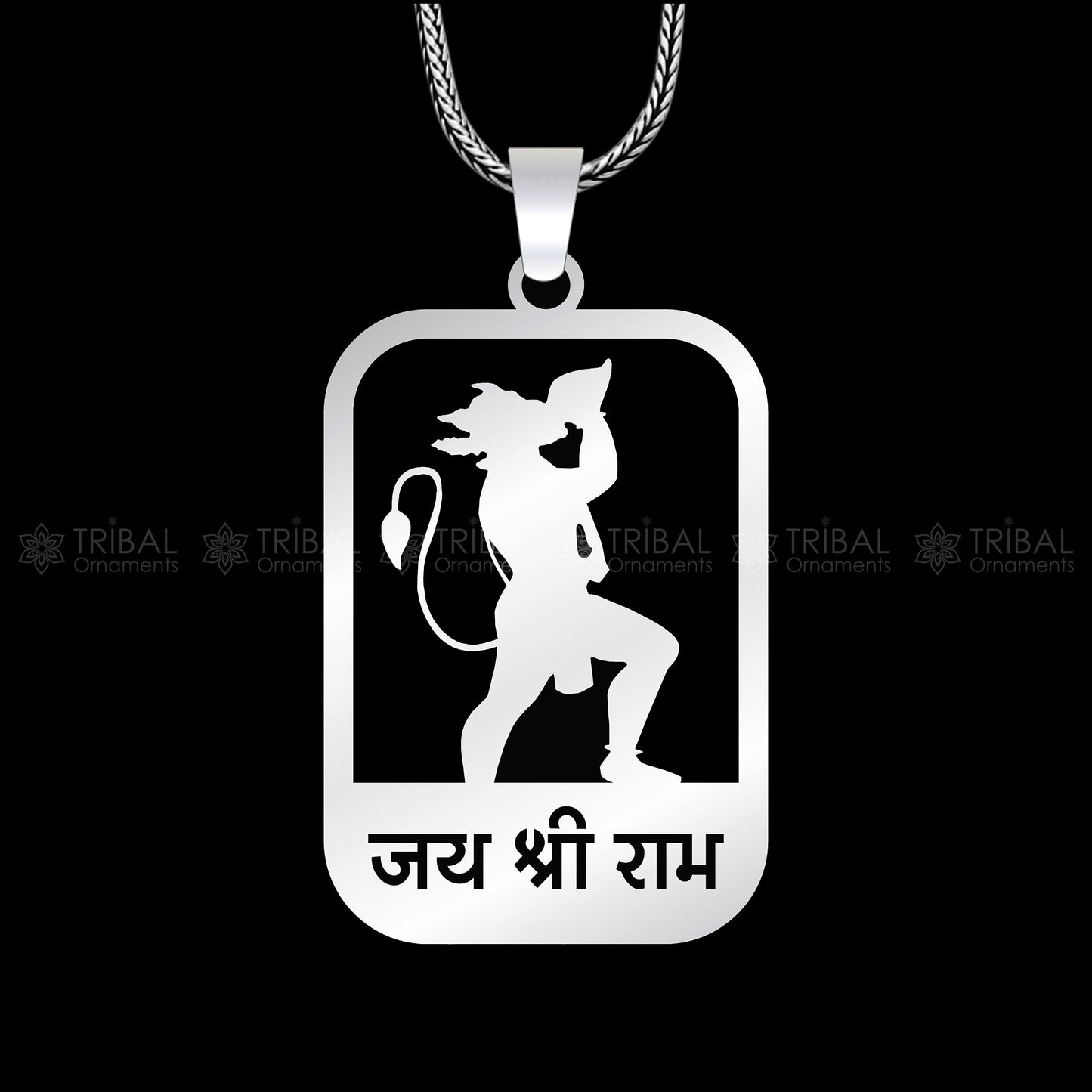 925 sterling silver handmand "Jai shree ram" ram mantra pendant nsp892 - TRIBAL ORNAMENTS