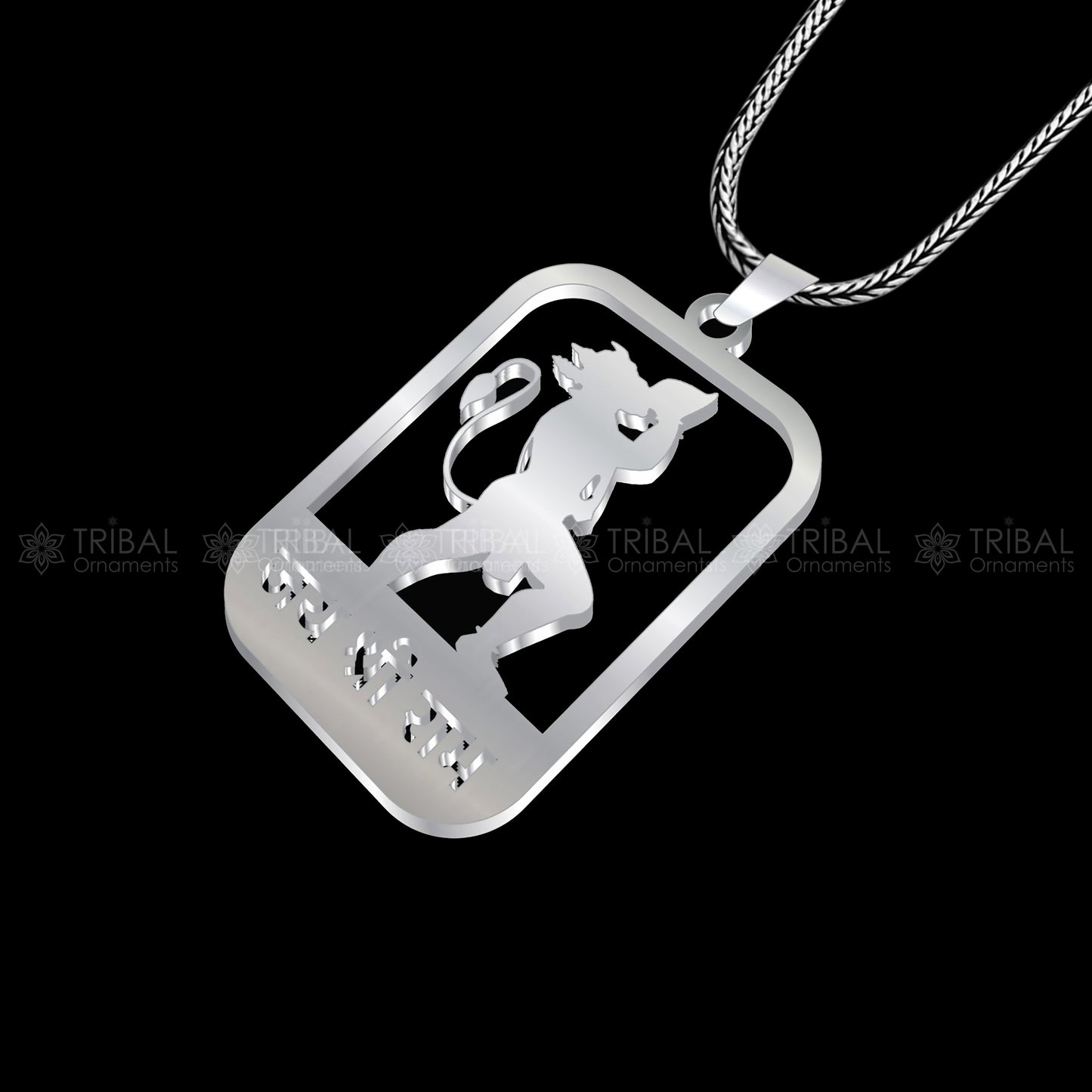 925 sterling silver handmand "Jai shree ram" ram mantra pendant nsp892 - TRIBAL ORNAMENTS