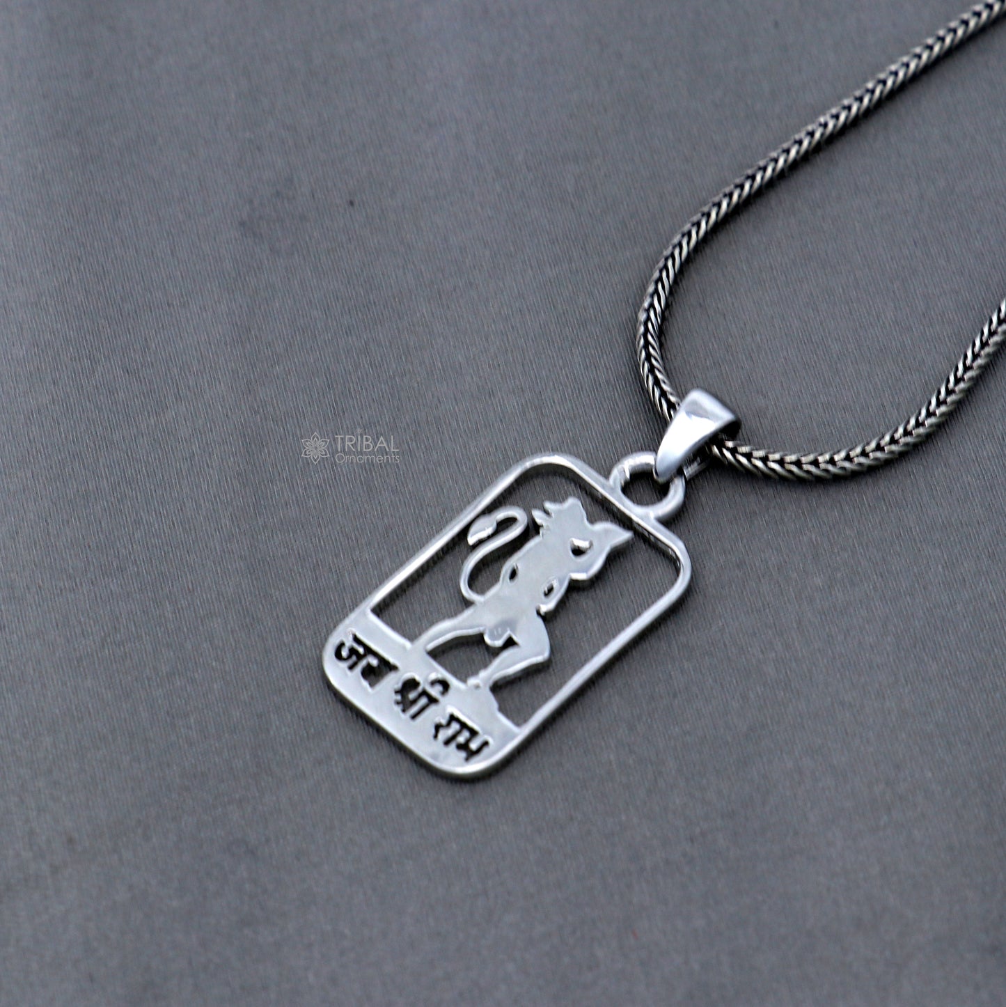 925 sterling silver handmand "Jai shree ram" ram mantra pendant nsp892 - TRIBAL ORNAMENTS