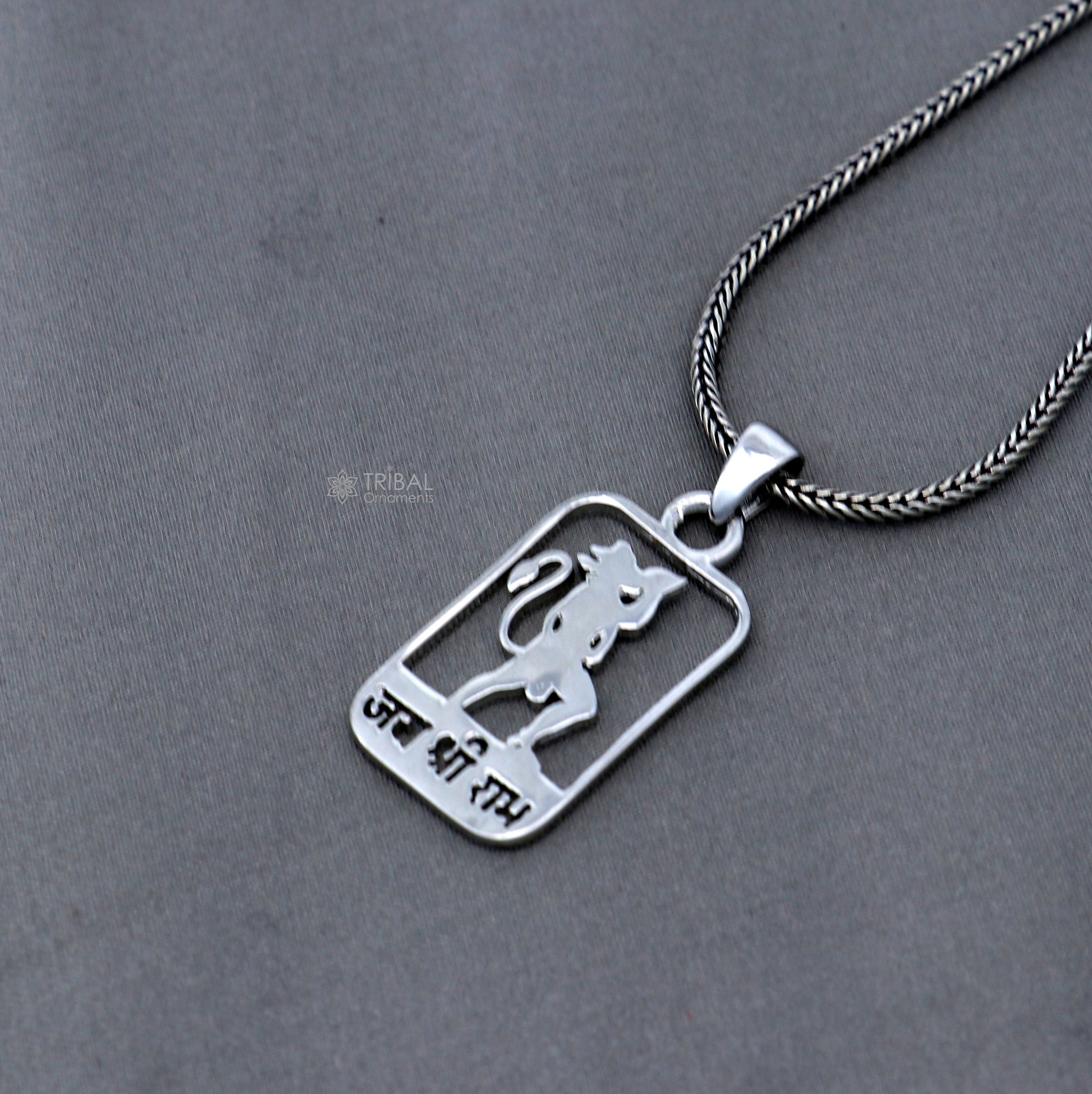 925 sterling silver handmand "Jai shree ram" ram mantra pendant nsp892 - TRIBAL ORNAMENTS