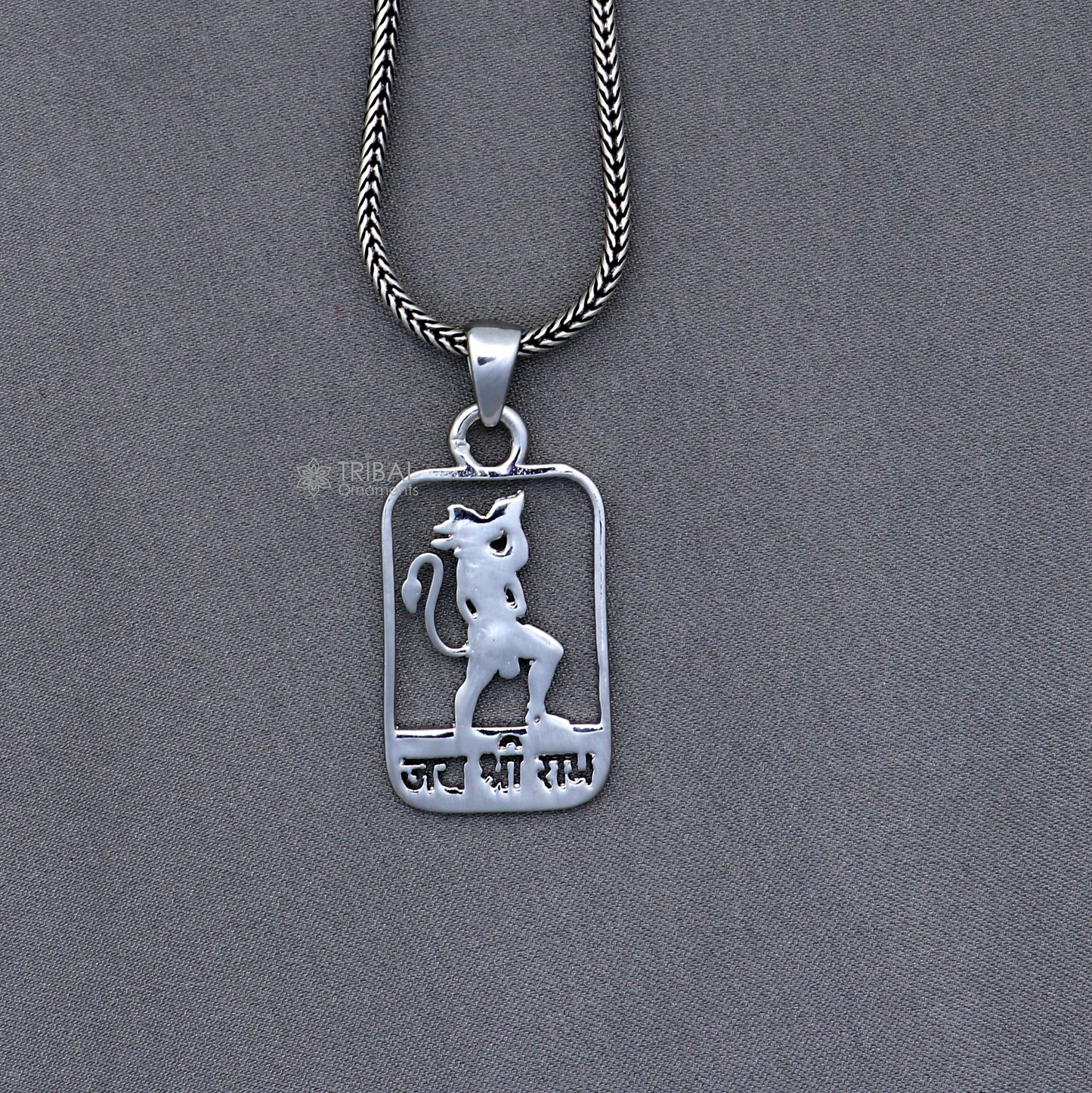 925 sterling silver handmand "Jai shree ram" ram mantra pendant nsp892 - TRIBAL ORNAMENTS